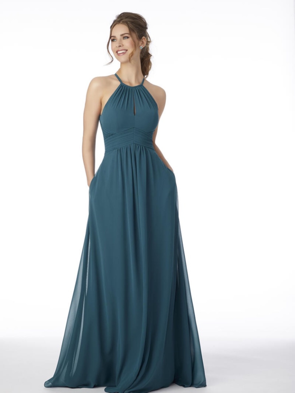 MORI LEE TEAL CHIFFON GOWN SIZE 10
